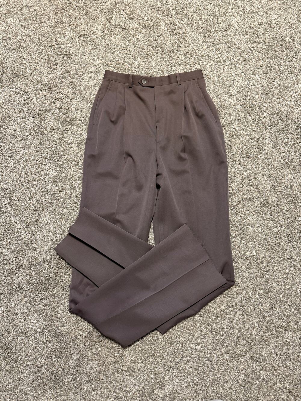 NWT Vintage Barry I Bricken 100% Worsted Wool Pleated High Rise Trousers Size 2